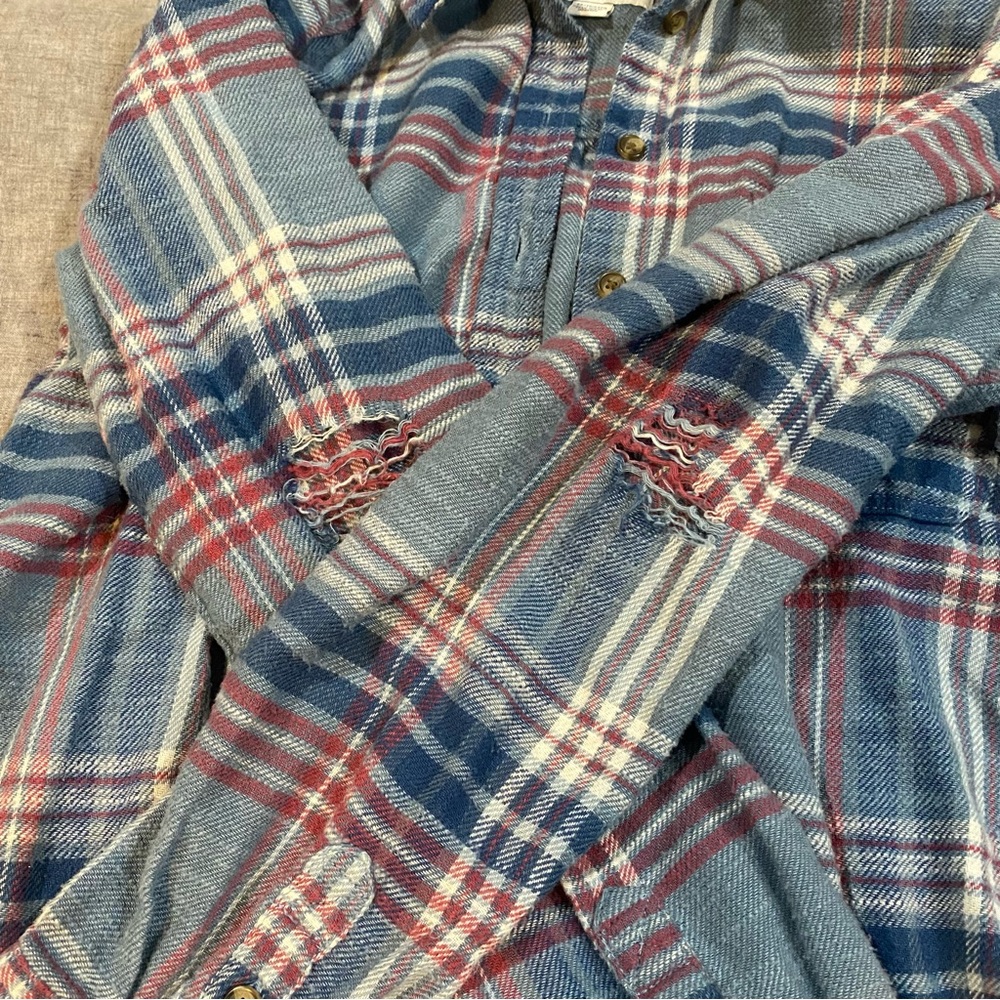 American Eagle Blue Button Down Flannel Size XS - Picture 9 of 15